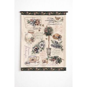 Vintage Cottage Garden Tapestry 3ft x 2ft Floral Home Sweet Home Wall Hanging